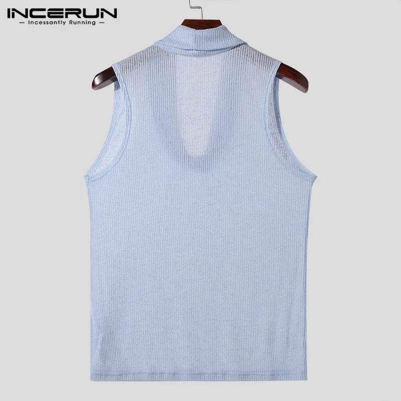 INCERUN Men’s Solid Color Sleeveless Tank Tops - Summer Streetwear S-5XL - Buy Center US
