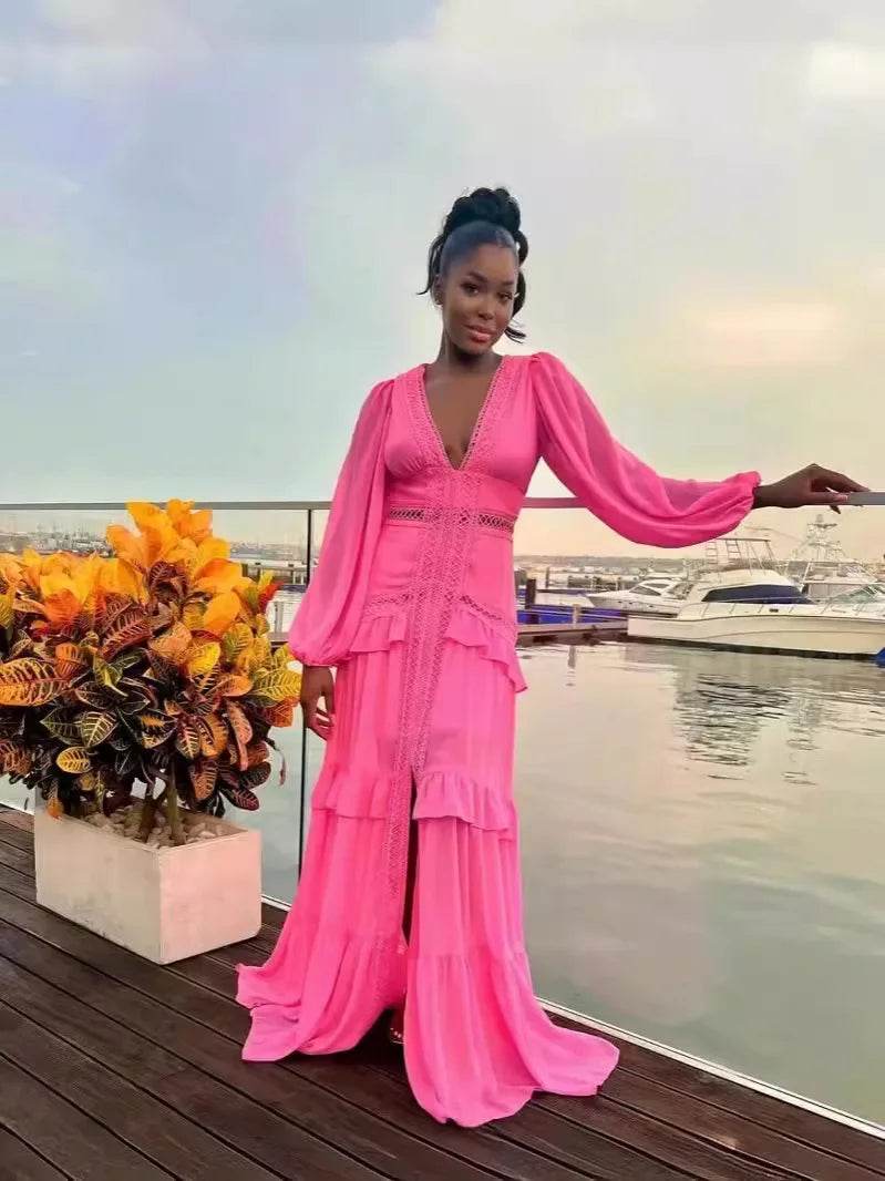 Elegant Women’s Long Sleeved Ruffle Dress - Stylish Party Wear - Buy Center US