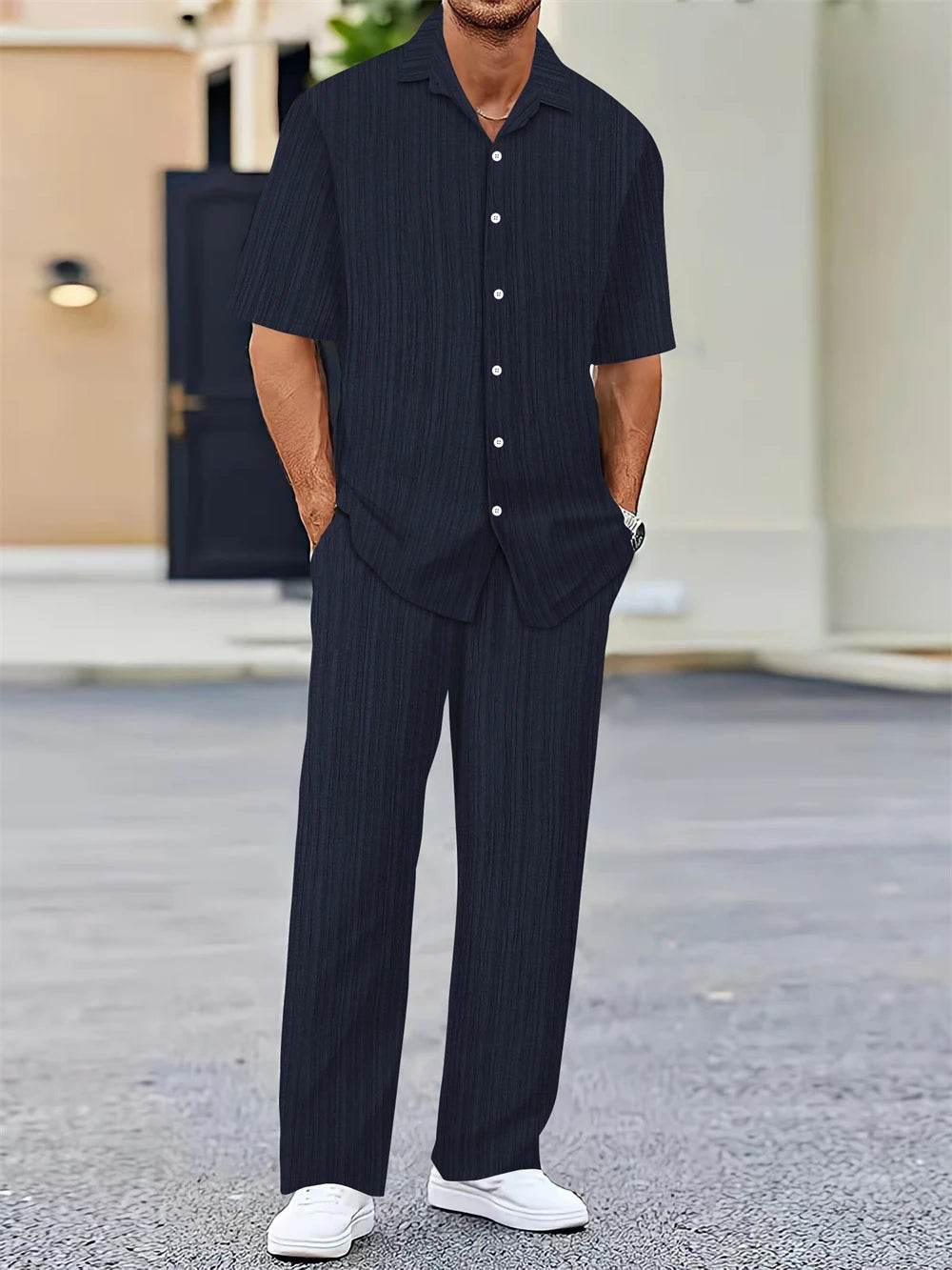 GYKMH Men’s Casual Summer Shirt & Pants Set - Classic Business Style - Buy Center US