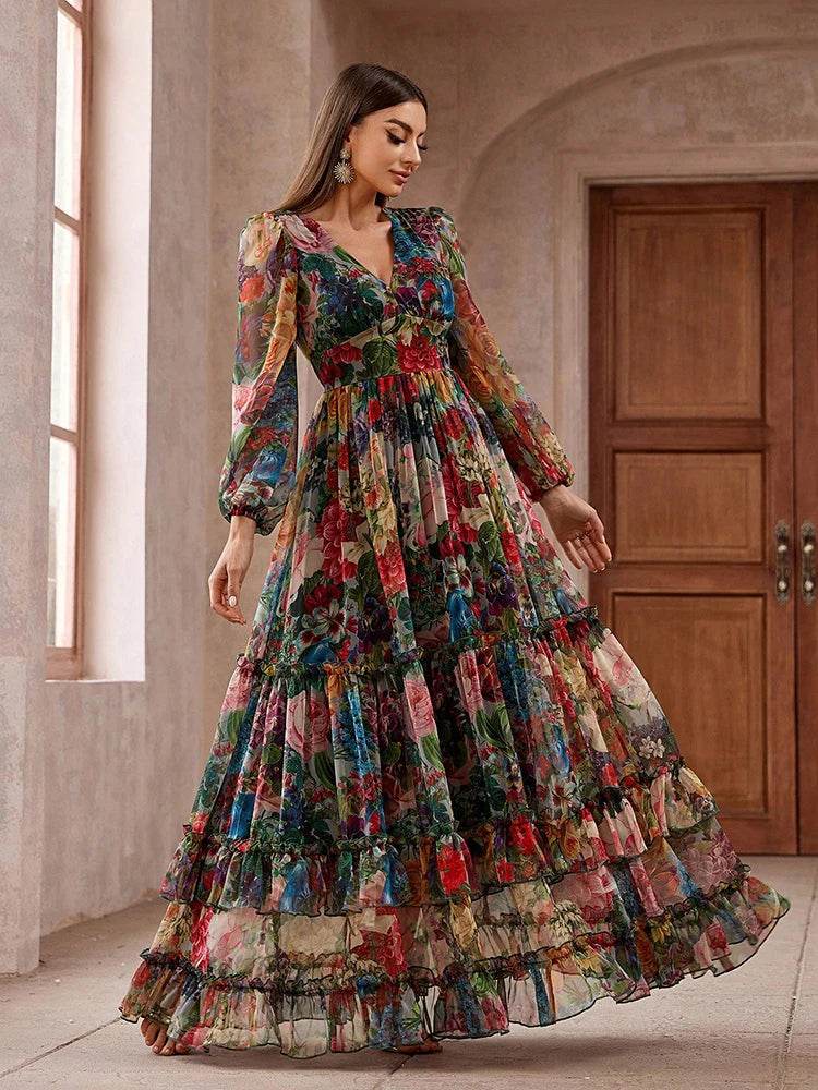 TOLEEN 2024 Floral Print Maxi Dress - Elegant Boho Style for Women - Buy Center US