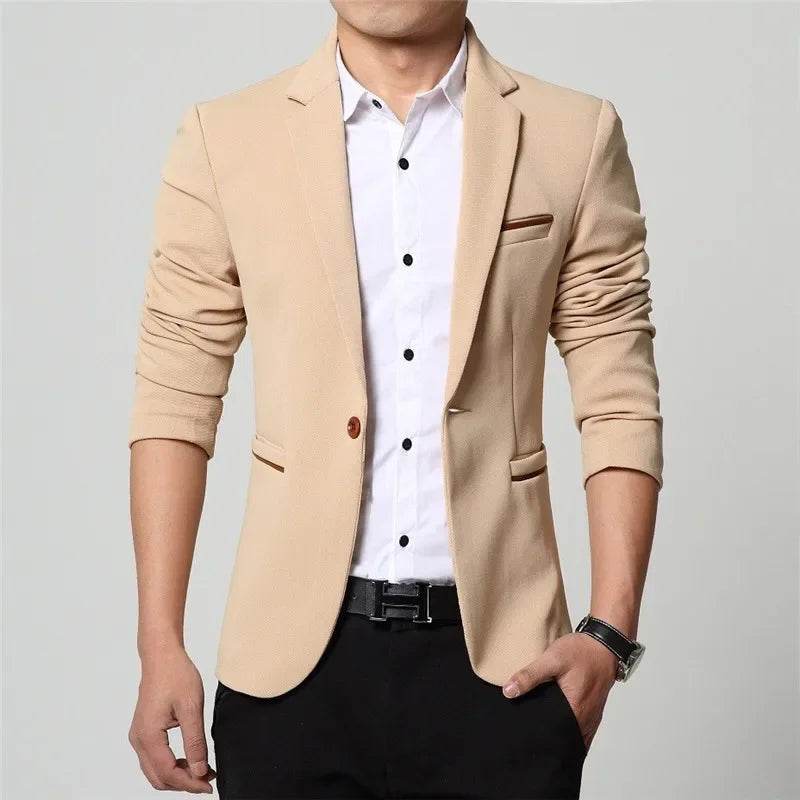 FAVOCENT Casual Men’s Blazer - Slim Fit Cotton Jacket for Spring & Autumn - Buy Center US