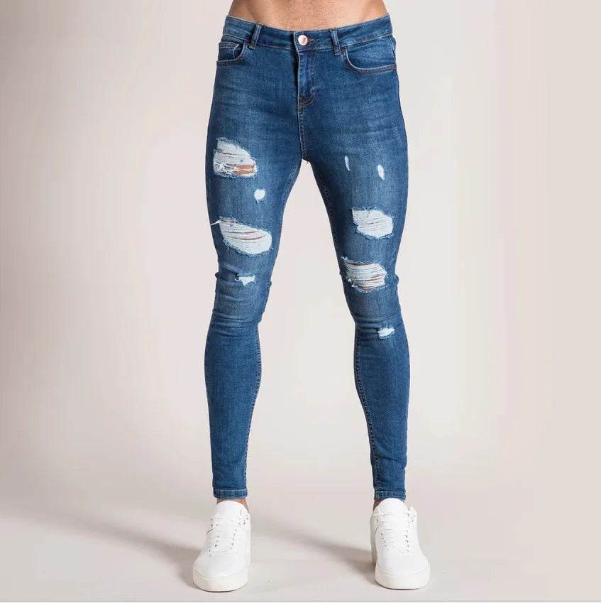 Men's Stretchy Ripped Skinny Jeans - High Quality Slim Fit Denim - Buy Center US