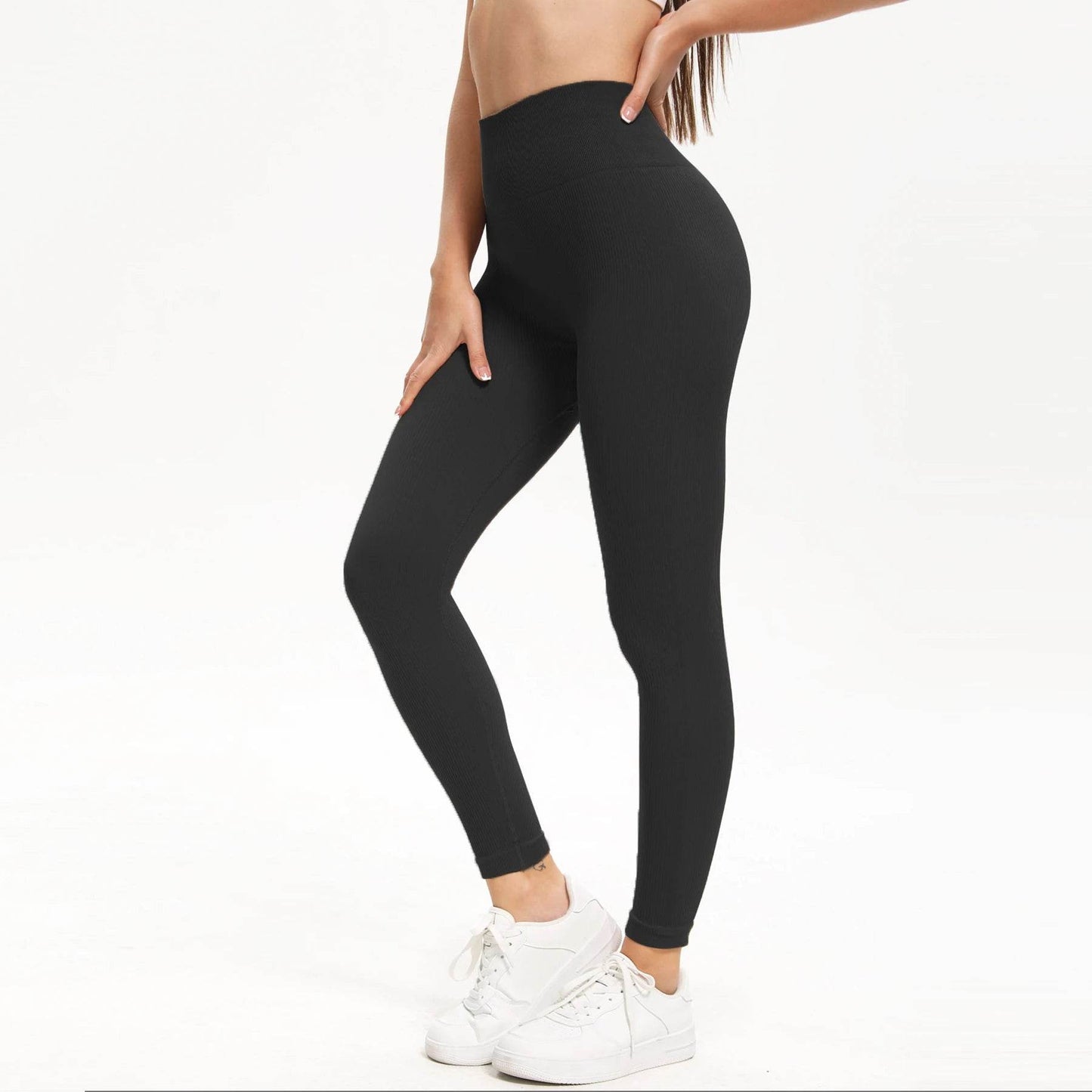 High Waist Ribbed Seamless Yoga Pants - Women's Gym Leggings - Buy Center US