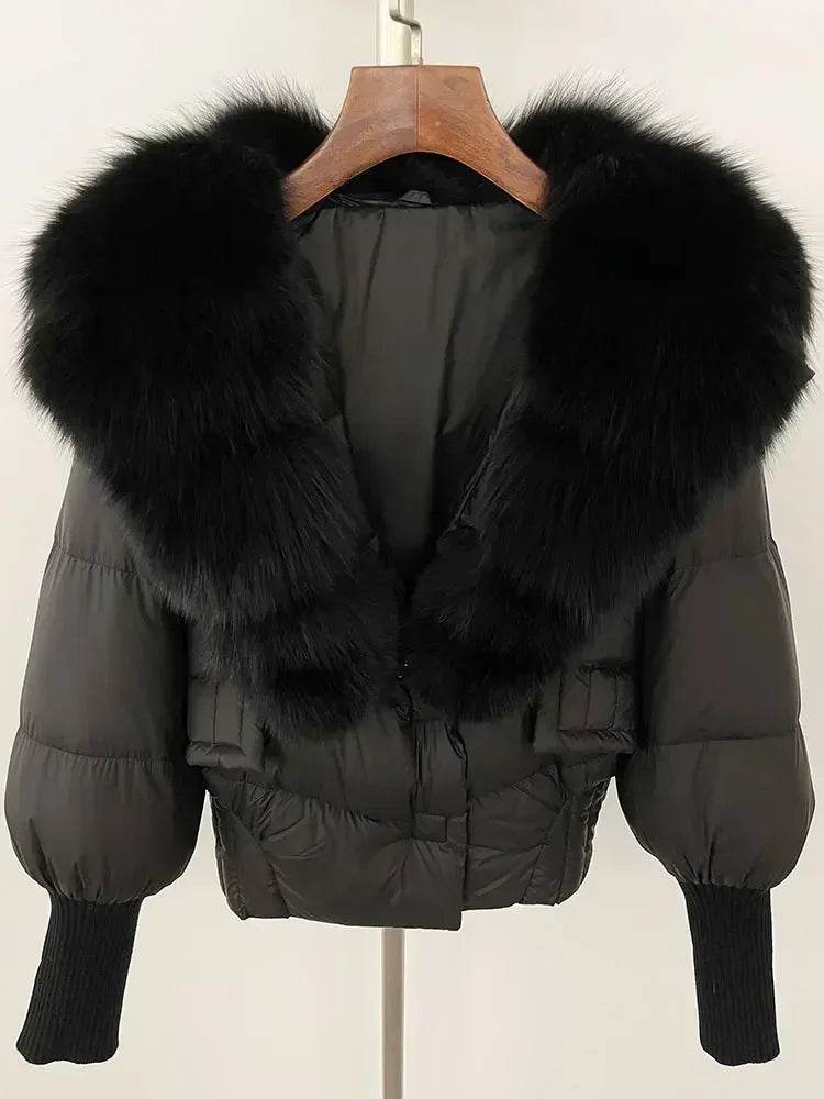Elegant Casual Women’s Raccoon Fur Collar Coat - Winter Jacket 2024 - Buy Center US