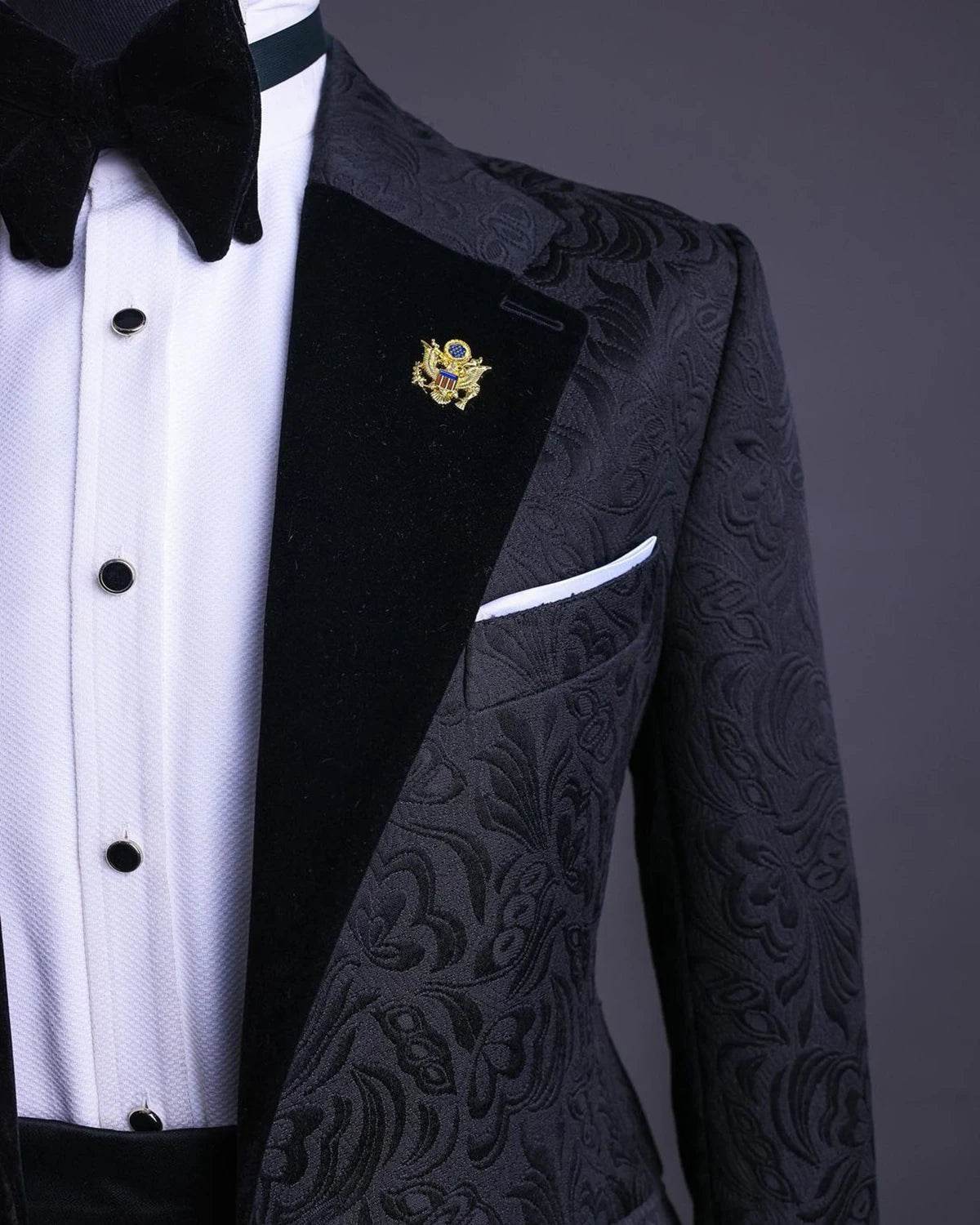 Luxury Jacquard Men's Suit - Slim Fit Blazer & Pants for Weddings - Buy Center US