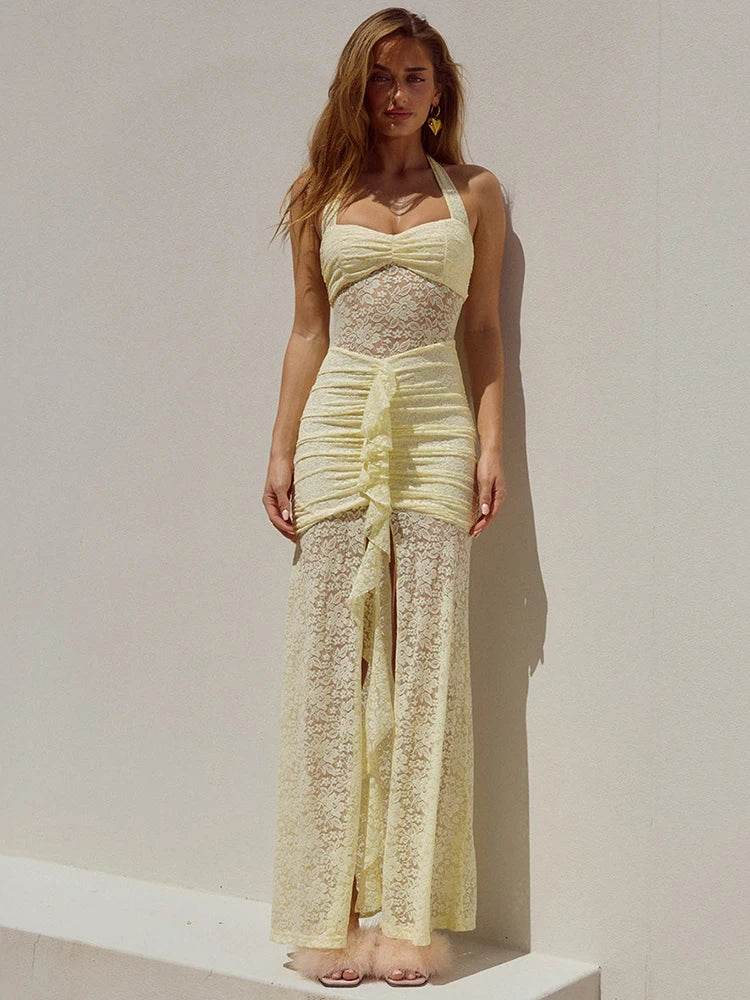 Mozision Sexy Lace Maxi Dress - Sleeveless Backless Summer Club Style - Buy Center US