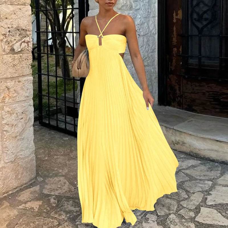 ELSVIOSE Sleeveless High Waist A-Line Holiday Dress - Summer Chic - Buy Center US