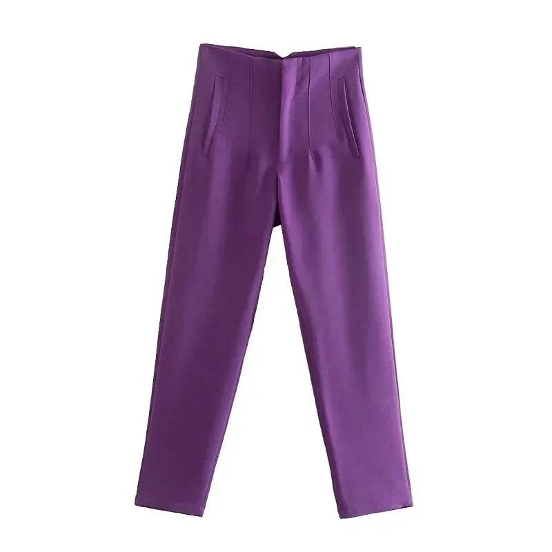 TRAF Women's High Waist Trousers - Formal & Casual Cropped Pants - Buy Center US