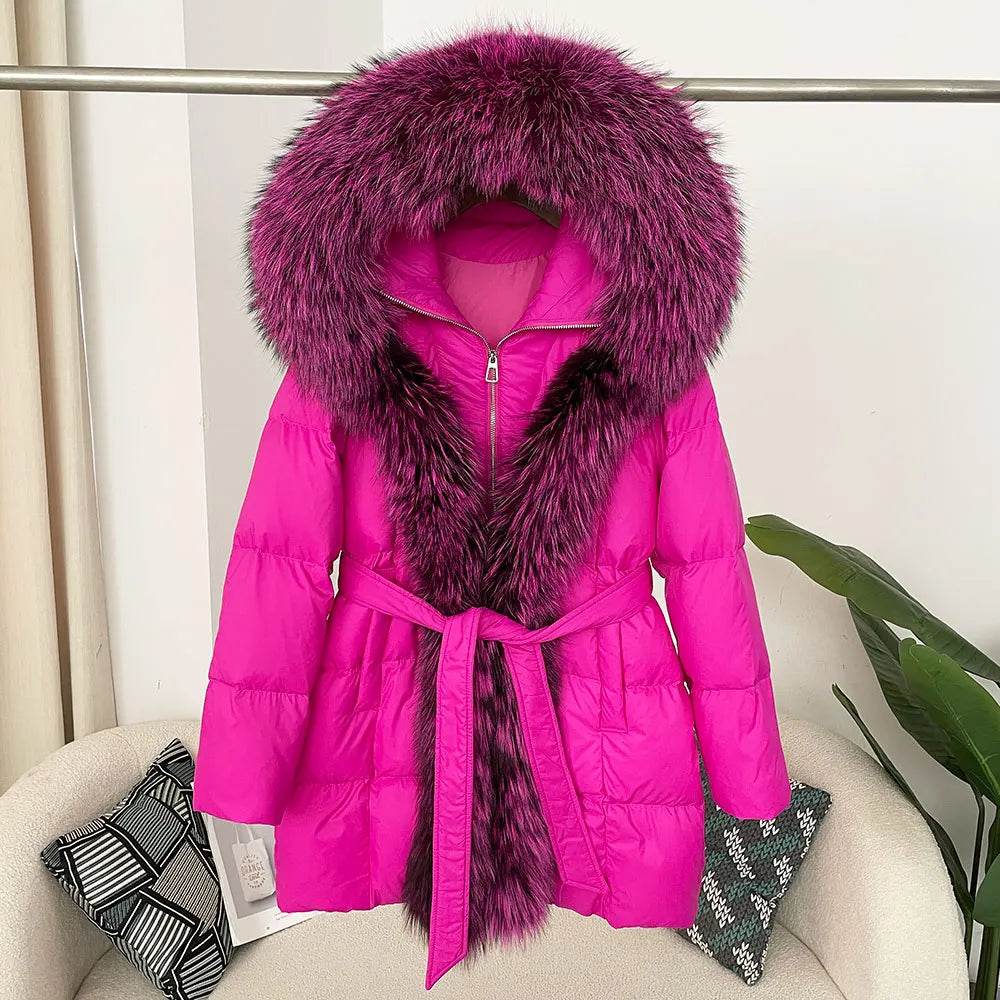 Women's Thick Warm Duck Down Coat - Hooded with Real Fox Fur - Buy Center US