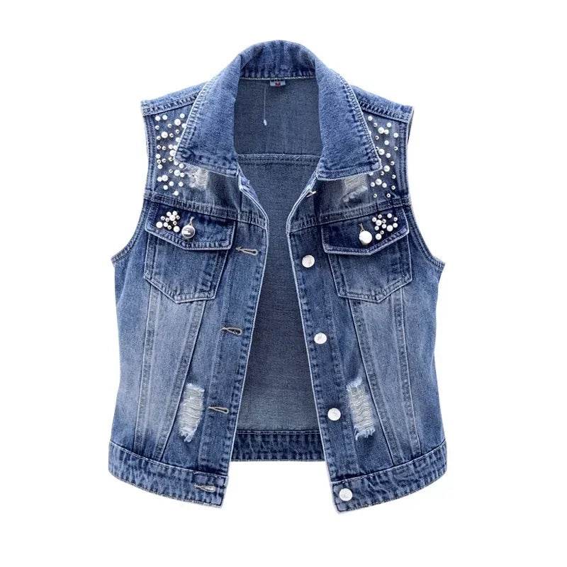 Women's Ripped Denim Vest - 2025 Spring Summer Sleeveless Jacket - Buy Center US