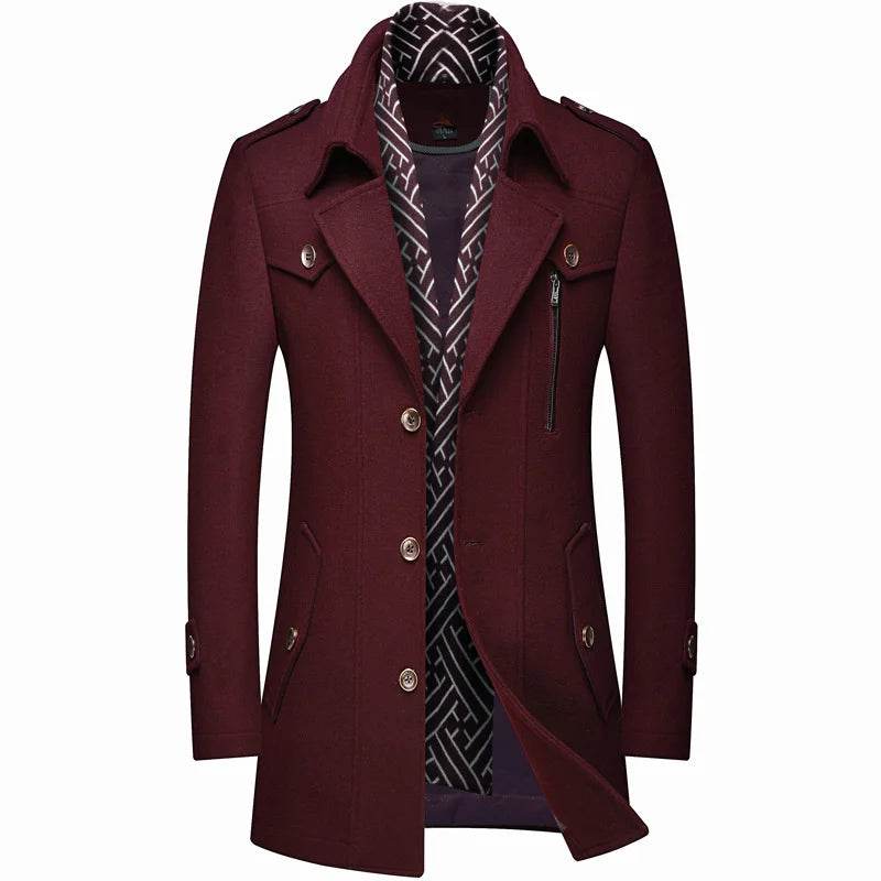 FAVOCENT Men's Woolen Coat - Thicken Mid-Length Trench for Autumn - Buy Center US