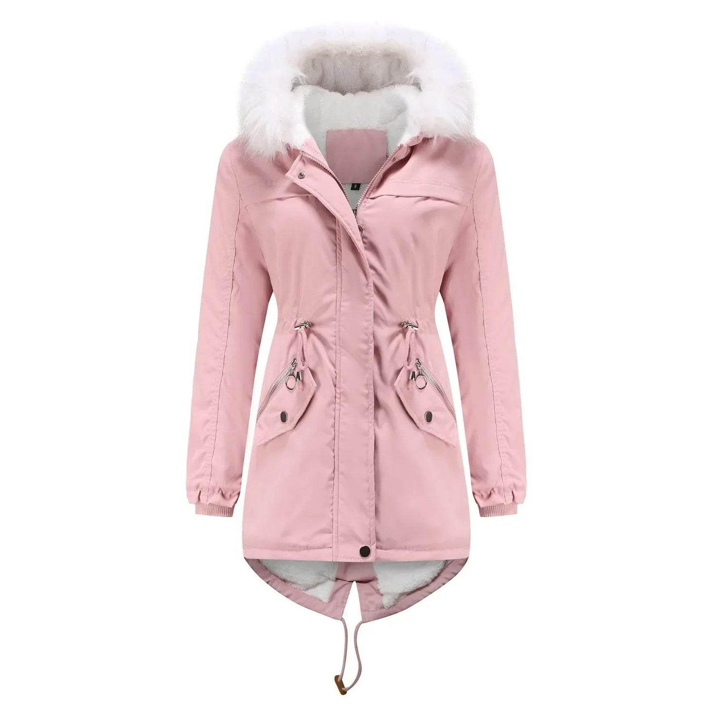 Kalenmos Women's Mid-Length Parka Coat - Hooded, Fur Collar, Casual - Buy Center US