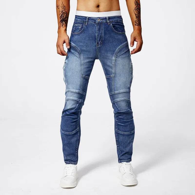 Trendy Two-Tone Distressed Jeans for Men - Slim Fit Summer Pants - Buy Center US