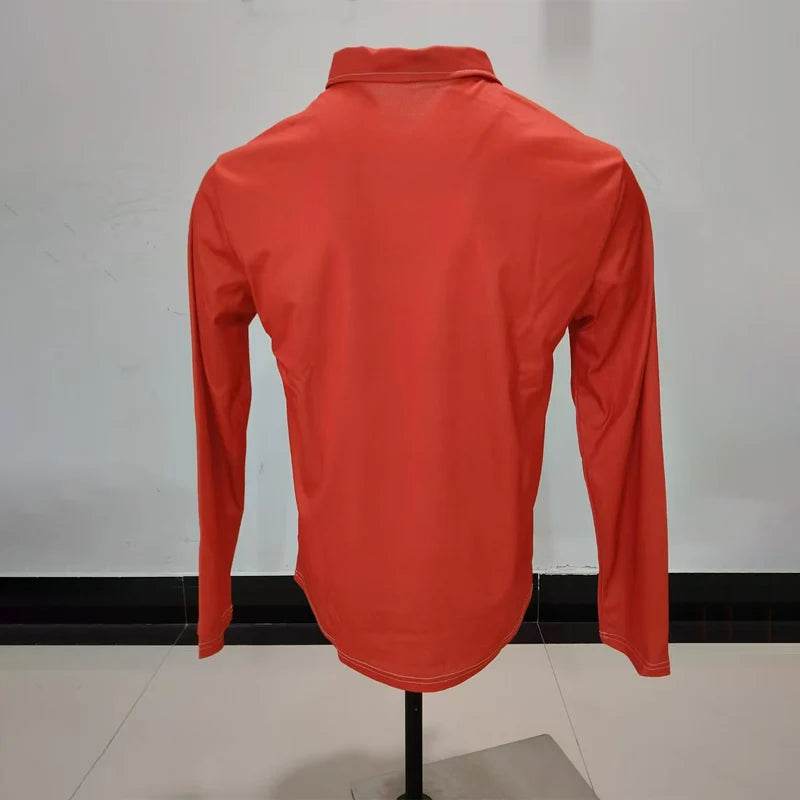 Men’s Casual Golf Polo Shirt - Zipper Lapel, Breathable Contrast Stripe - Buy Center US