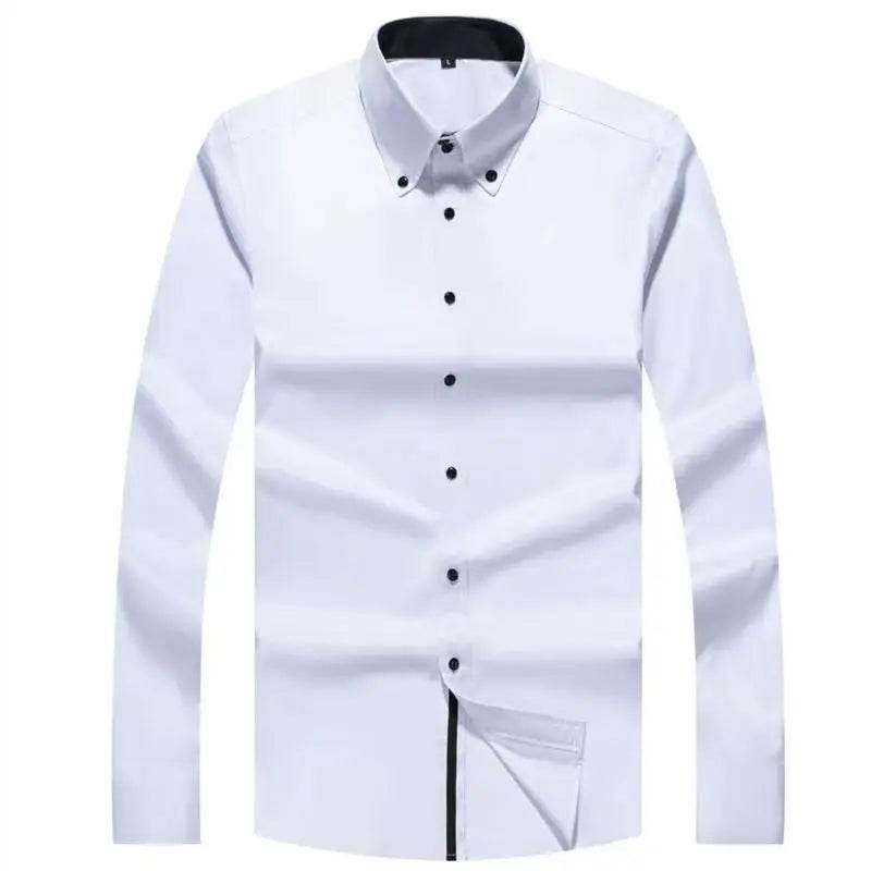 Premium White Dress Shirt for Men - Non-Iron Wrinkle Resistant Long Sleeve - Buy Center US