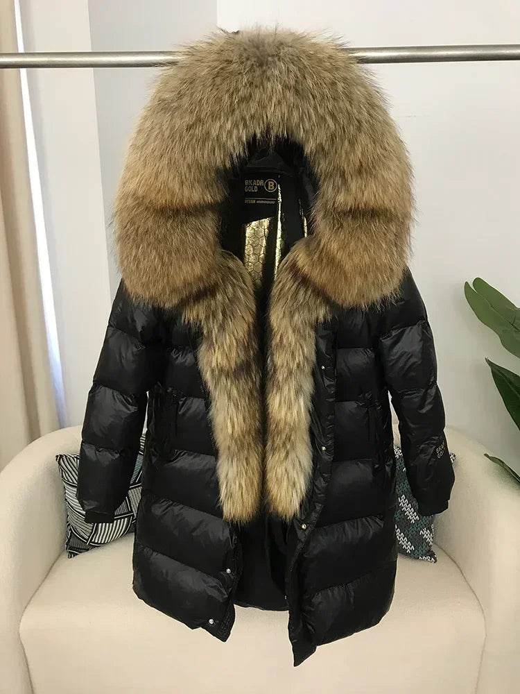 2023 Women’s Thick Winter Jacket - Real Fox Fur Collar, Hooded Design - Buy Center US