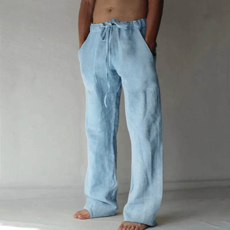 Men's Cotton Linen Pants - Breathable Casual Trousers for Fitness, S-3XL - Buy Center US