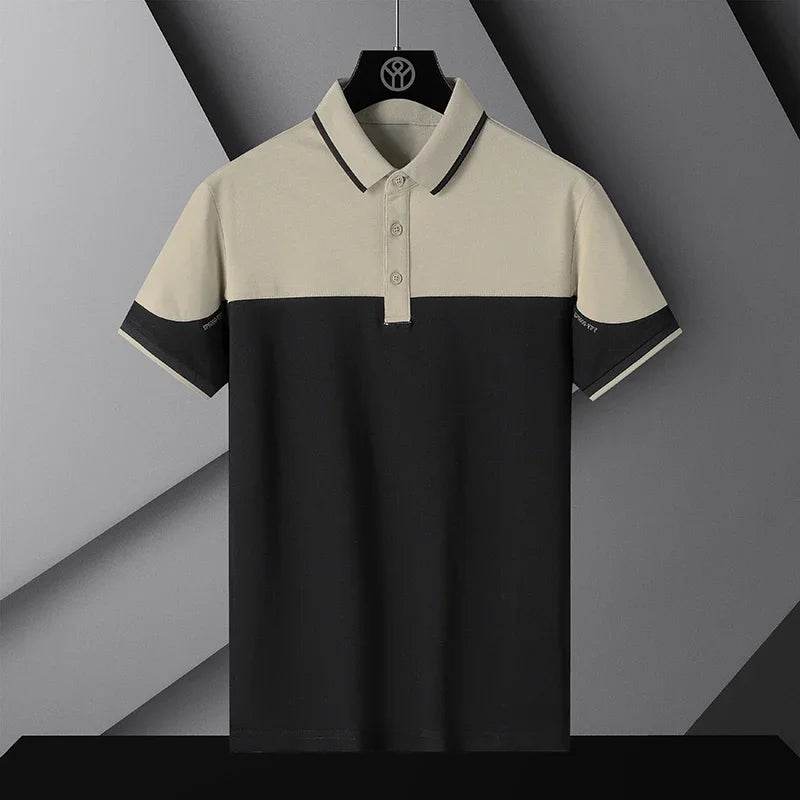 Korea Style 2023 Men's Polo Shirt - Breathable Patchwork Short Sleeve Tops - Buy Center US