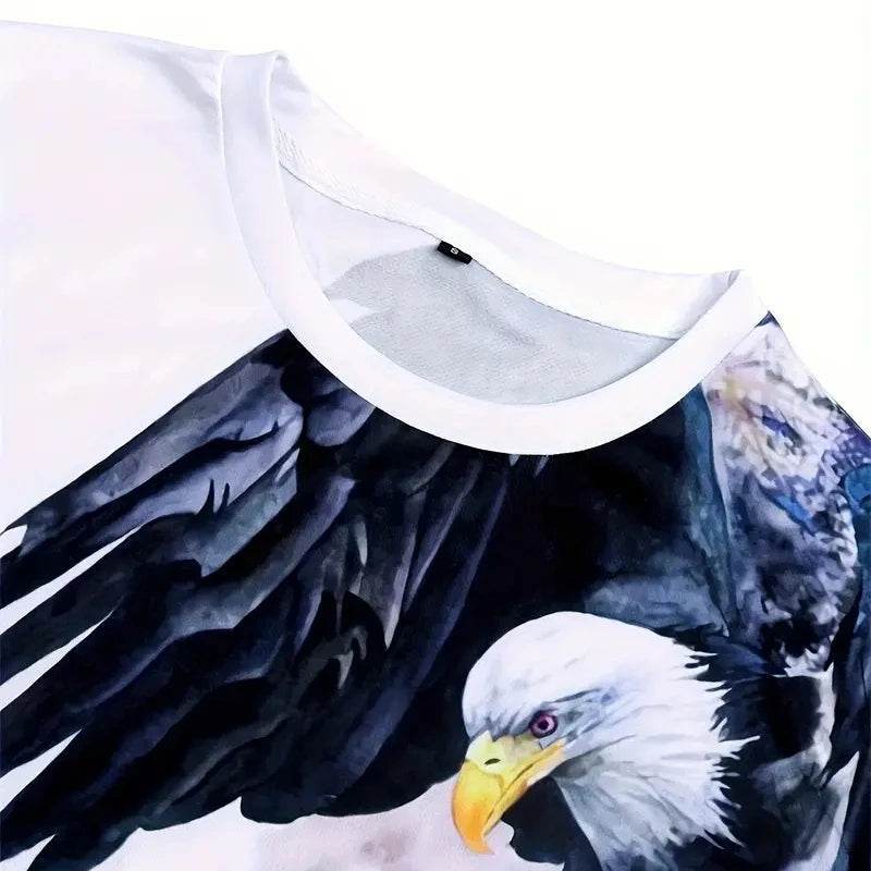 Retro Eagle 3D Print T-Shirt for Men - Casual Short Sleeve Tee - Buy Center US