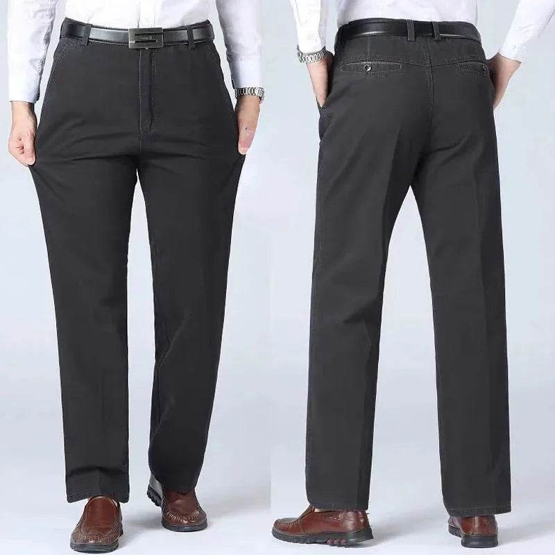 RIYBEOE Men's 100% Cotton Straight Suit Pants - Lightweight Casual Trousers - Buy Center US