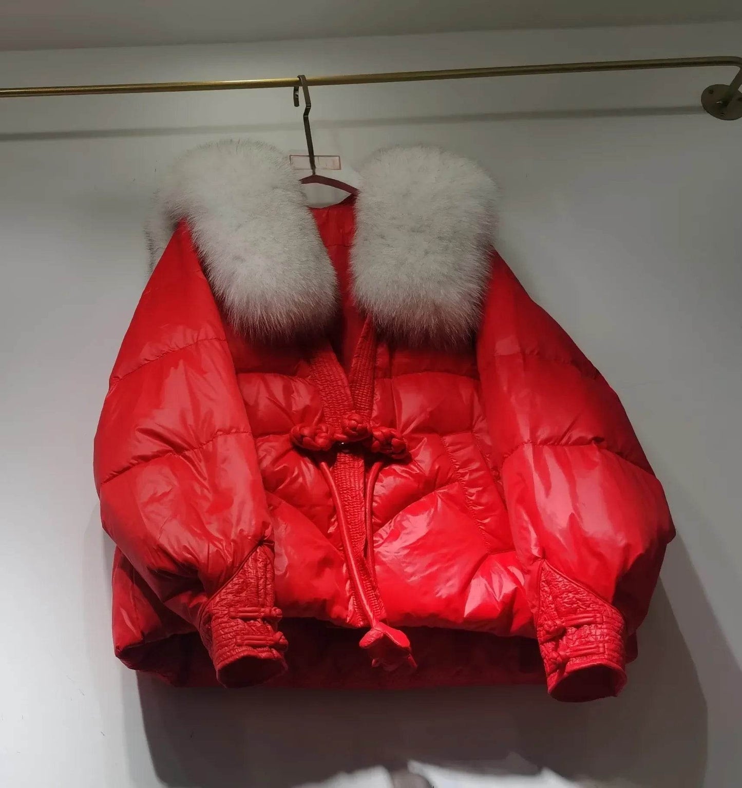 Women's Chinese Style Down Jacket - Thick Fur Collar, Warm Winter Coat - Buy Center US
