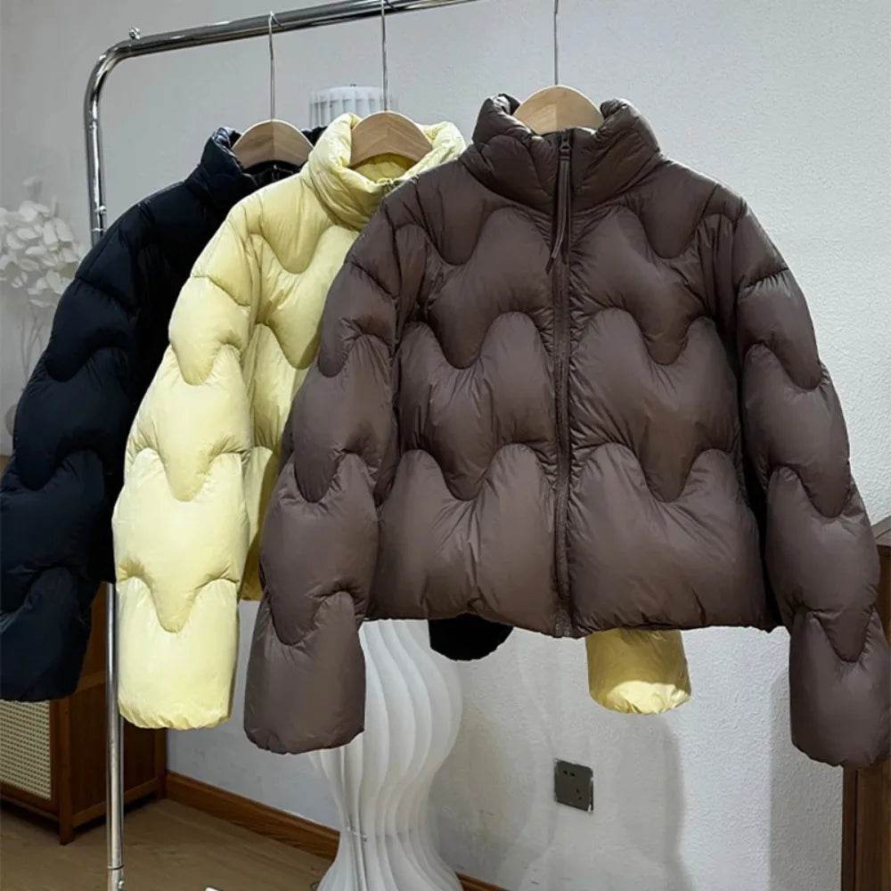 Women's Short Puffer Jacket 2025 - 90% White Duck Down, Casual Style - Buy Center US