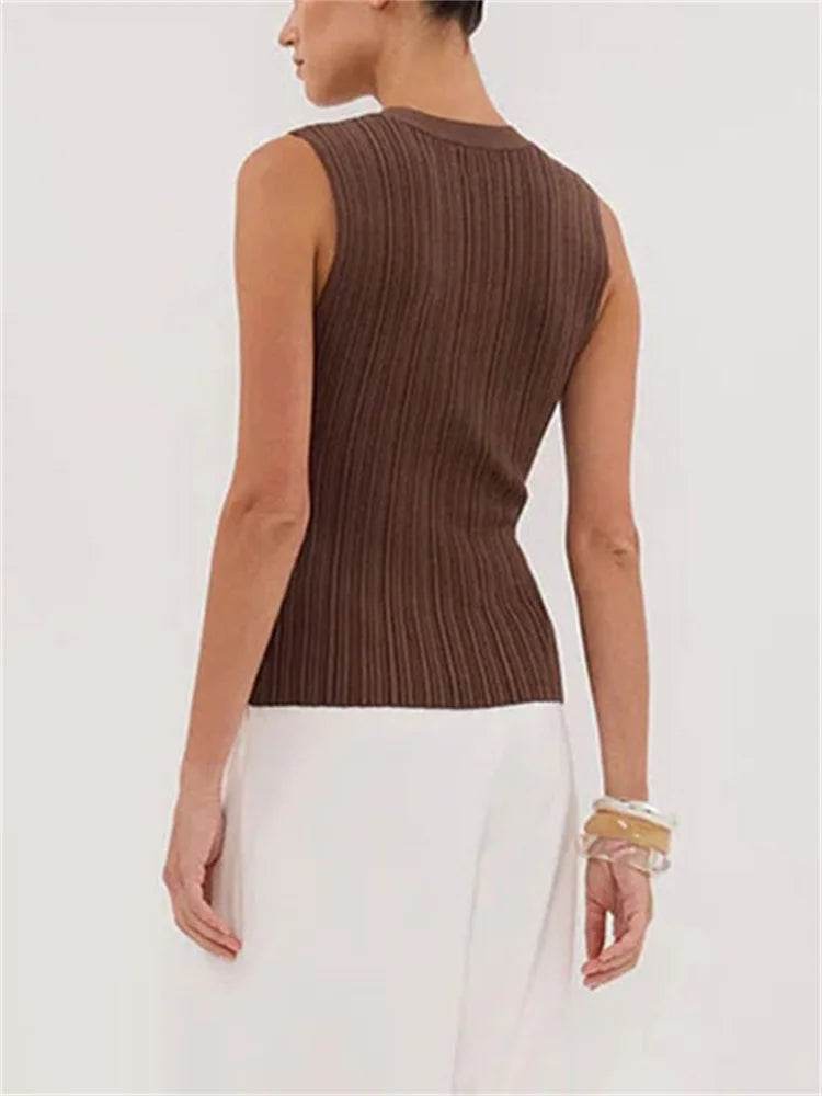 Tossy Women's Ribbed Cardigan Top - Sleek Sleeveless Patchwork Design - Buy Center US