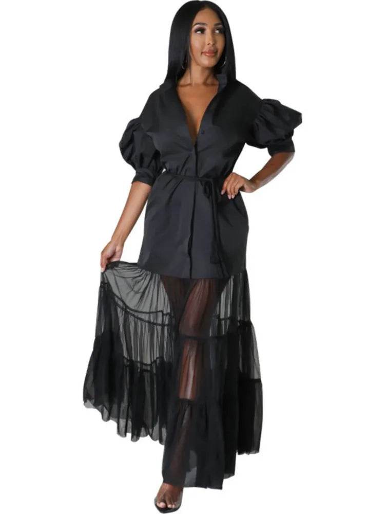 Elegant White Lace-Up Shirt Dress - Short Sleeve for Summer - Buy Center US