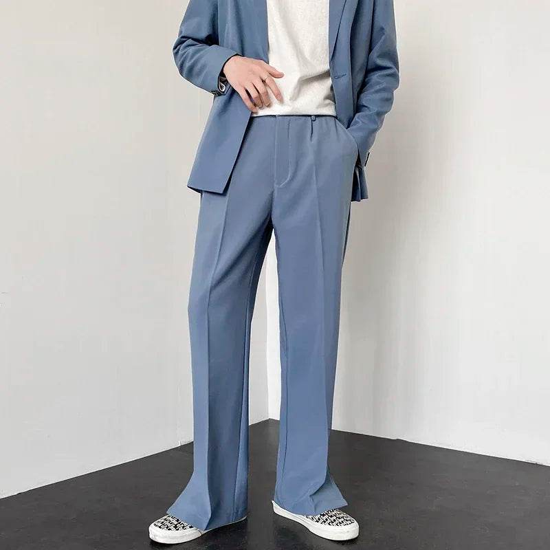 Men's Casual Straight Baggy Pants - Fashionable Midweight Trousers - Buy Center US