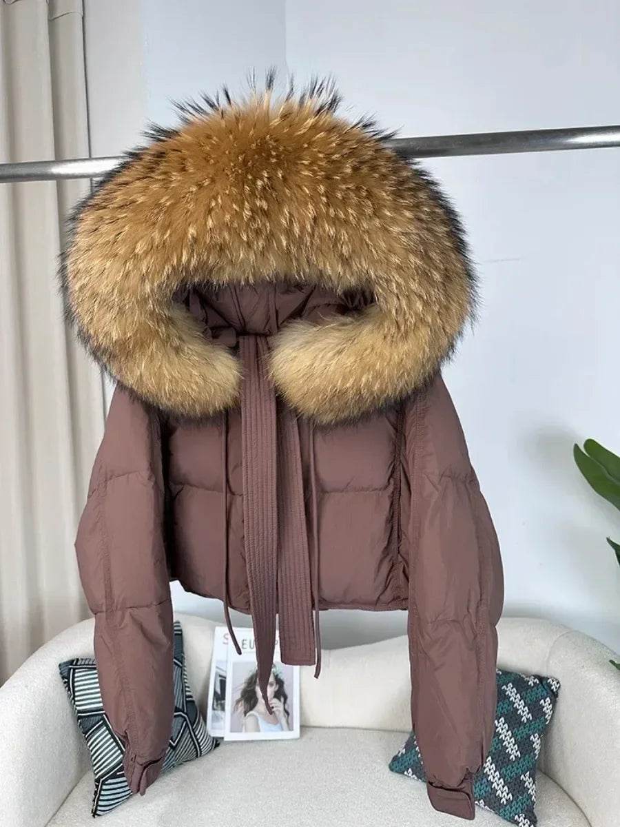 Stylish Women's Winter Jacket - Detachable Fox Fur Hooded Outerwear - Buy Center US