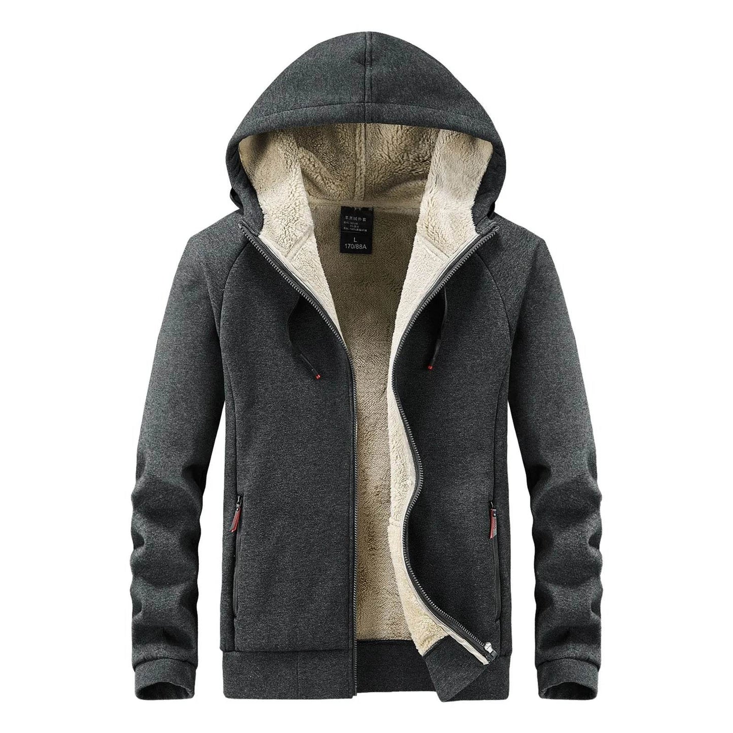 Men’s Padded Hooded Cardigan - Thickened Lamb Wool for Fall & Winter - Buy Center US