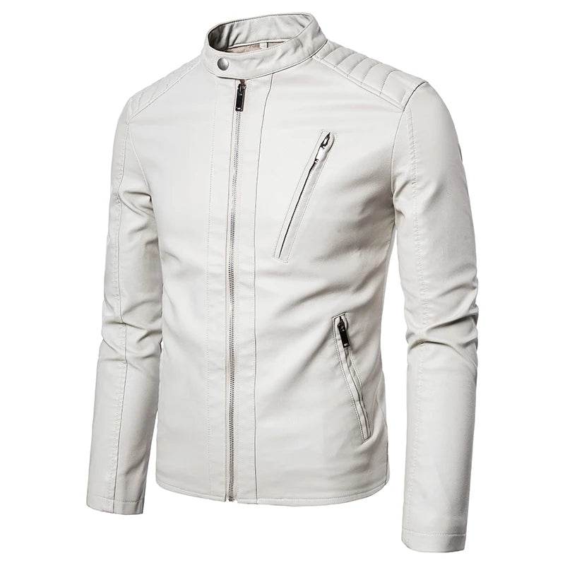 TRAF Men's Spring & Autumn Leather Jacket - Slim Fit Casual Coat - Buy Center US