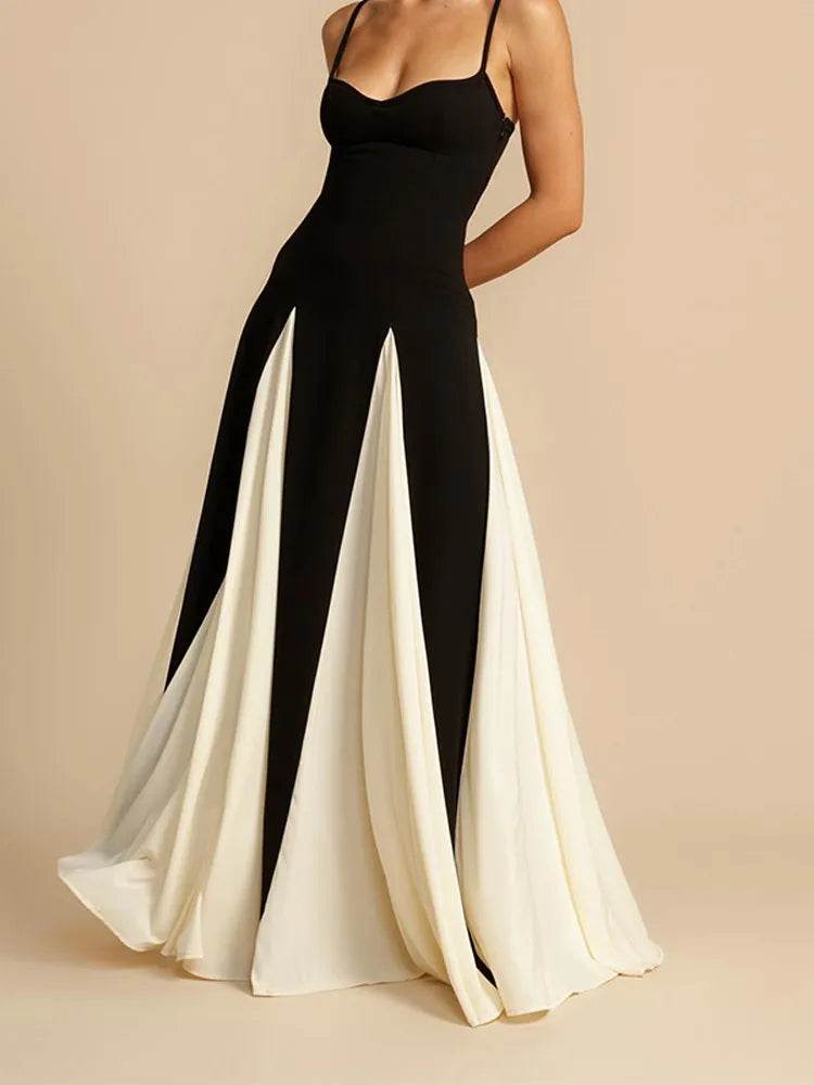 Elegant Women's V-neck Sling Maxi Dress - Backless & Pleated Design - Buy Center US