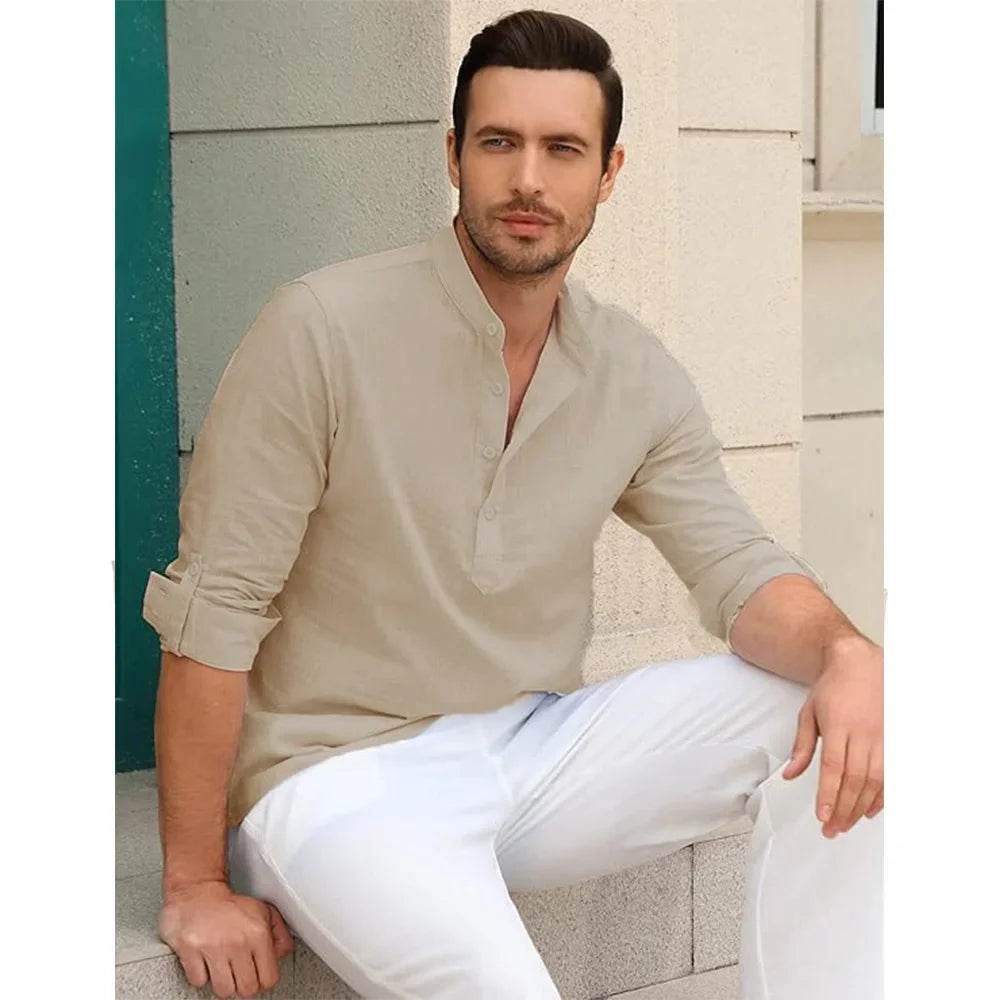 King Billion Men's Casual Shirt - Soft Cotton Linen, Long Sleeve Blouse - Buy Center US