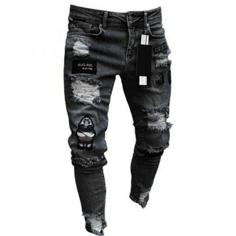 Men's Stretchy Ripped Skinny Jeans - High Quality Slim Fit Denim - Buy Center US