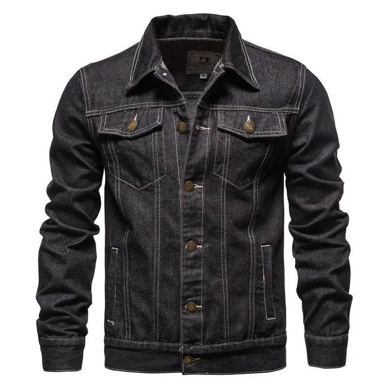 Kalenmos Men's Denim Coat - Casual Turn Down Collar Full Sleeve Jacket - Buy Center US