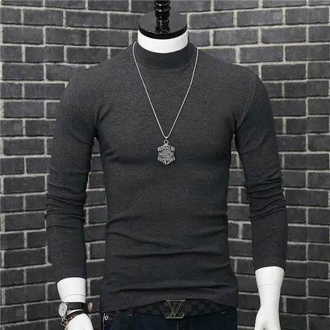 Men's Casual Turtleneck T-Shirt - Autumn Winter Slim Fit Long Sleeve - Buy Center US