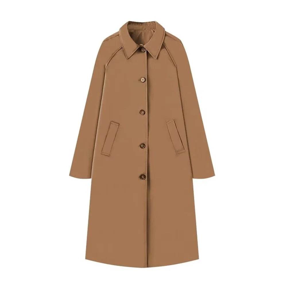 Zach Ailsa Women's Winter Trench Coat - Single Breasted, Long Sleeve - Buy Center US
