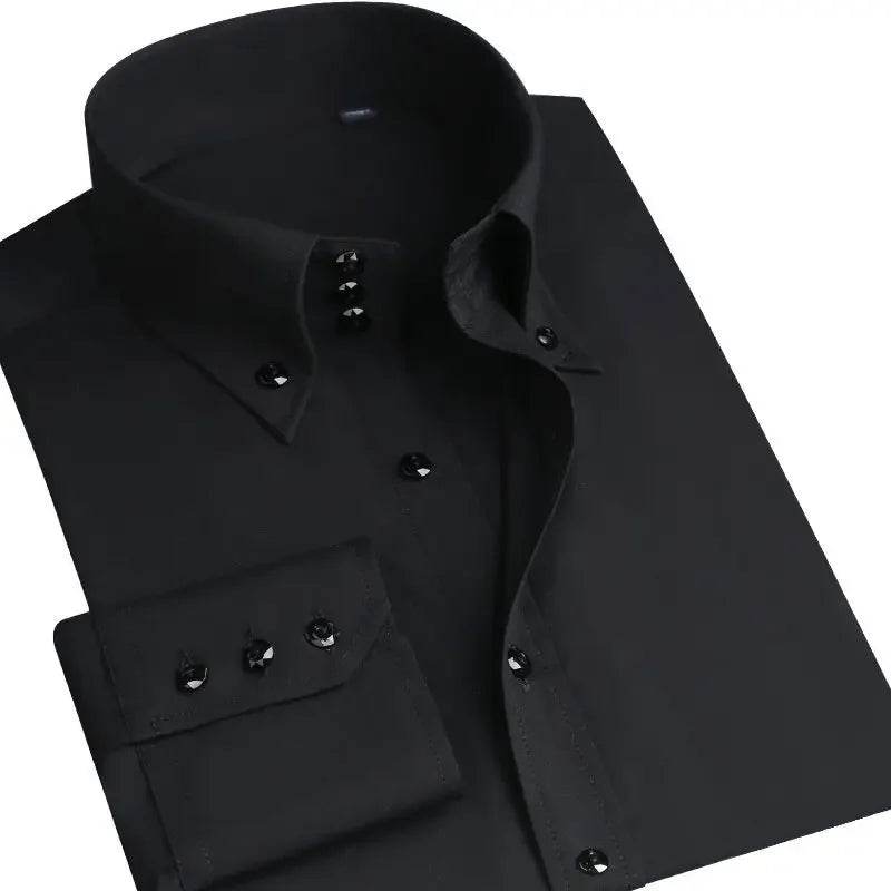 Premium White Dress Shirt for Men - Non-Iron Wrinkle Resistant Long Sleeve - Buy Center US