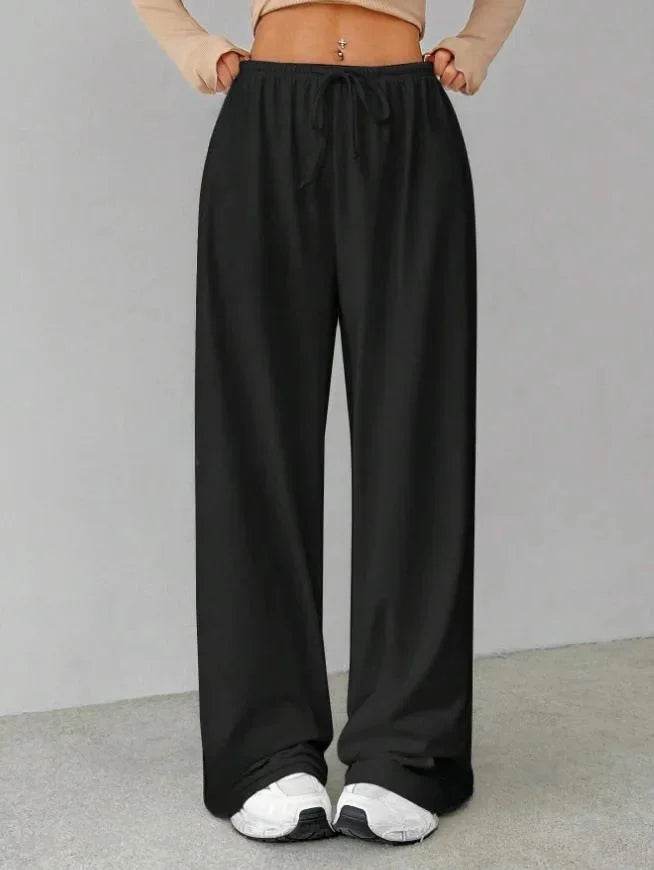 Women's Casual Wide Leg Trousers - Elastic Waist, Pure Color Pants - Buy Center US