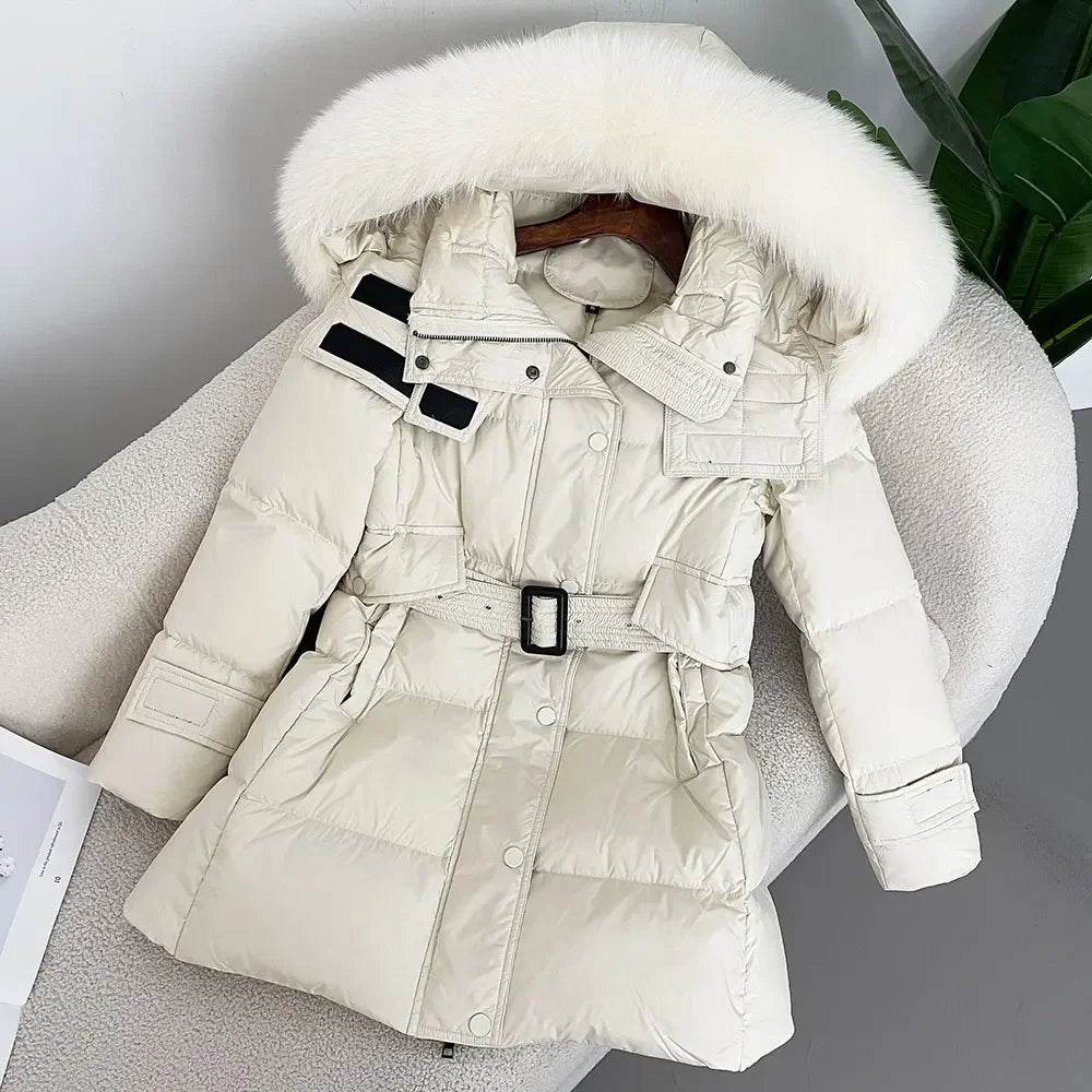Stylish Hooded Real Fur Coat - Thick Winter Puffer Jacket for Women - Buy Center US