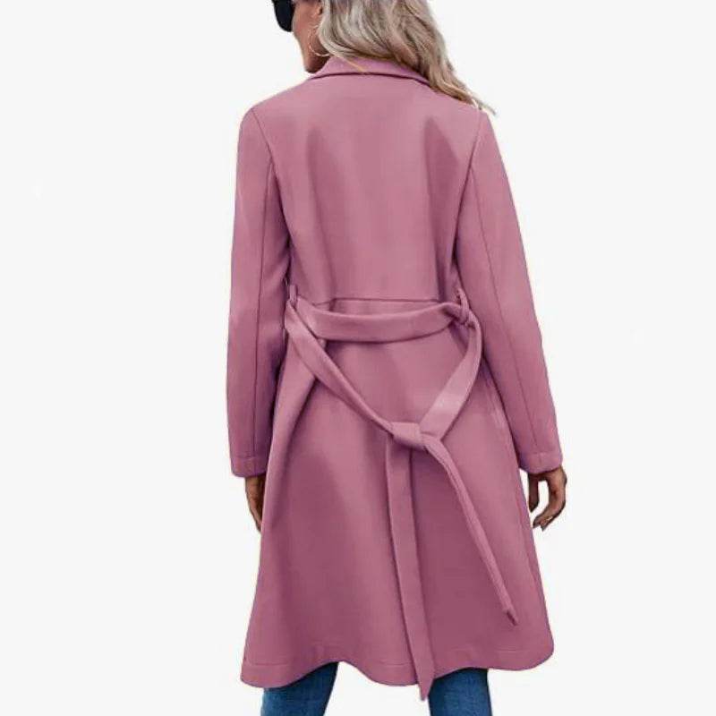 RVHSW Women's One Button Woolen Belt Coat - Elegant Streetwear Fall - Buy Center US