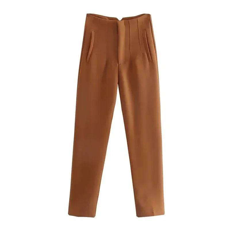 TRAF Women's High Waist Trousers - Formal & Casual Cropped Pants - Buy Center US