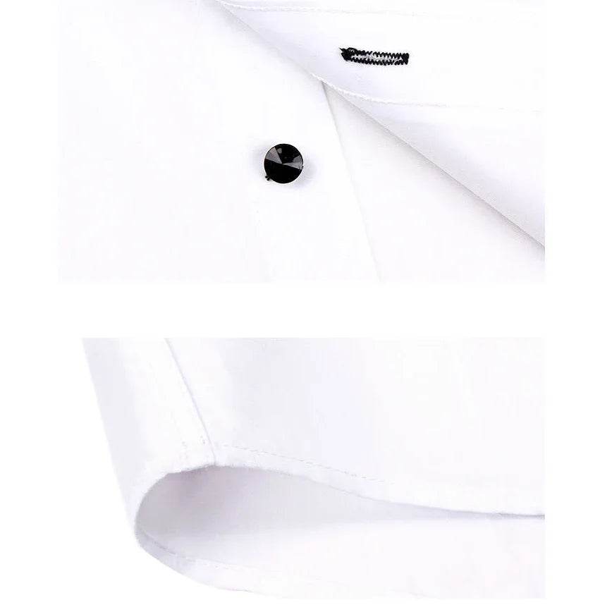 Premium White Dress Shirt for Men - Non-Iron Wrinkle Resistant Long Sleeve - Buy Center US