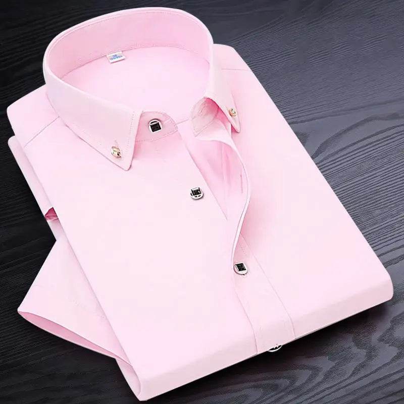 GOZBKF Men's Short Sleeve Dress Shirt - Solid Colors for Smart Casual Wear - Buy Center US