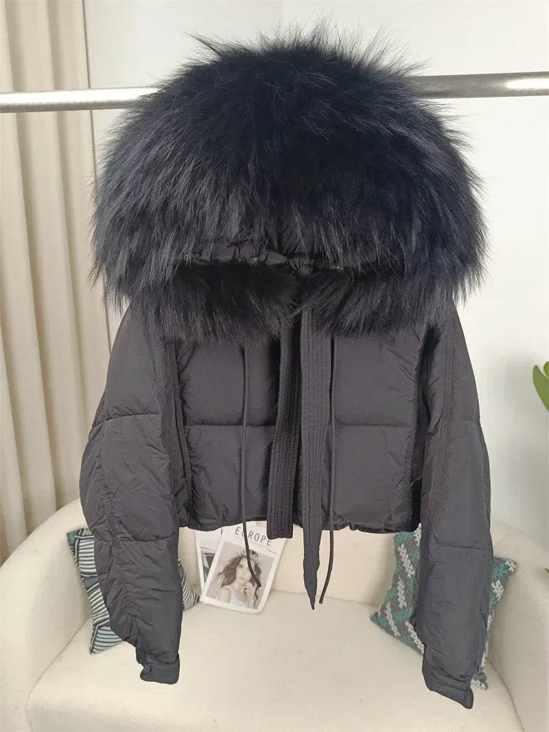 Stylish Women's Winter Jacket - Detachable Fox Fur Hooded Outerwear - Buy Center US