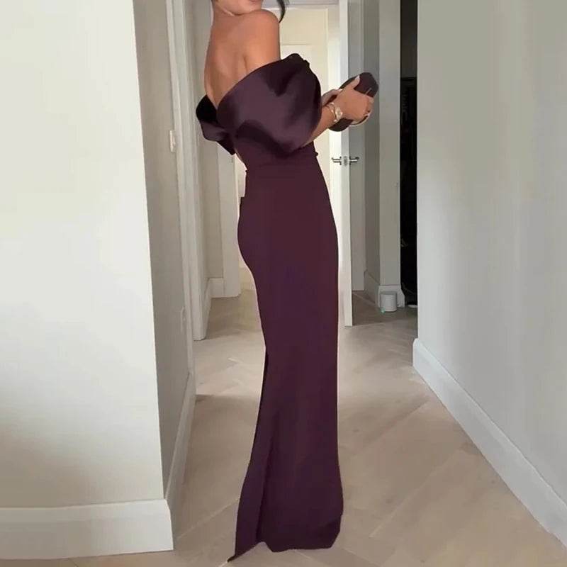 Ellafads Elegant Maxi Dress - Sleeveless Off Shoulder A-Line Style - Buy Center US