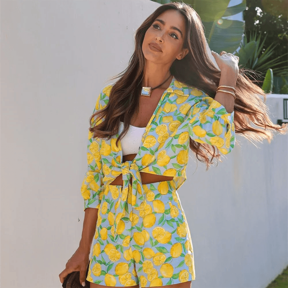 UNIZERA Spring Women's Linen Top & Shorts Set - Slim Fit Floral Design - Buy Center US