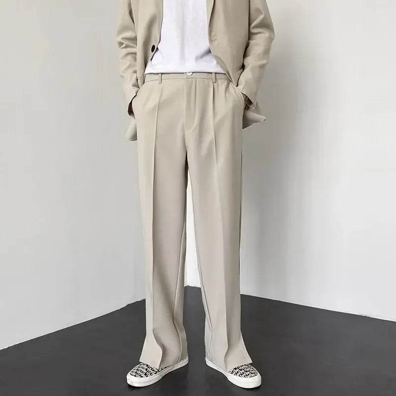 Men's Casual Straight Baggy Pants - Fashionable Midweight Trousers - Buy Center US