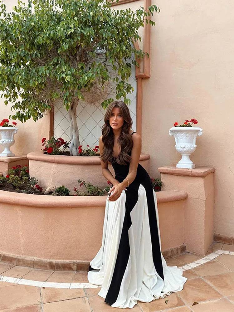 Elegant Women's V-neck Sling Maxi Dress - Backless & Pleated Design - Buy Center US